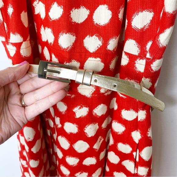 Eliza J Gold Belted Red Polka Dot Halter Pin Up Dress Size 8 - Picture 8 of 11